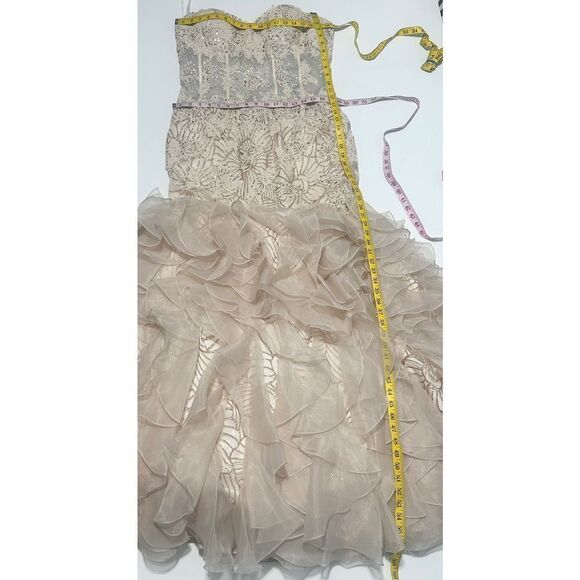 Jovani Strapless Trumpet Embroidered Corset Prom Dress Gown Light Cafe Size 16 - Picture 10 of 15